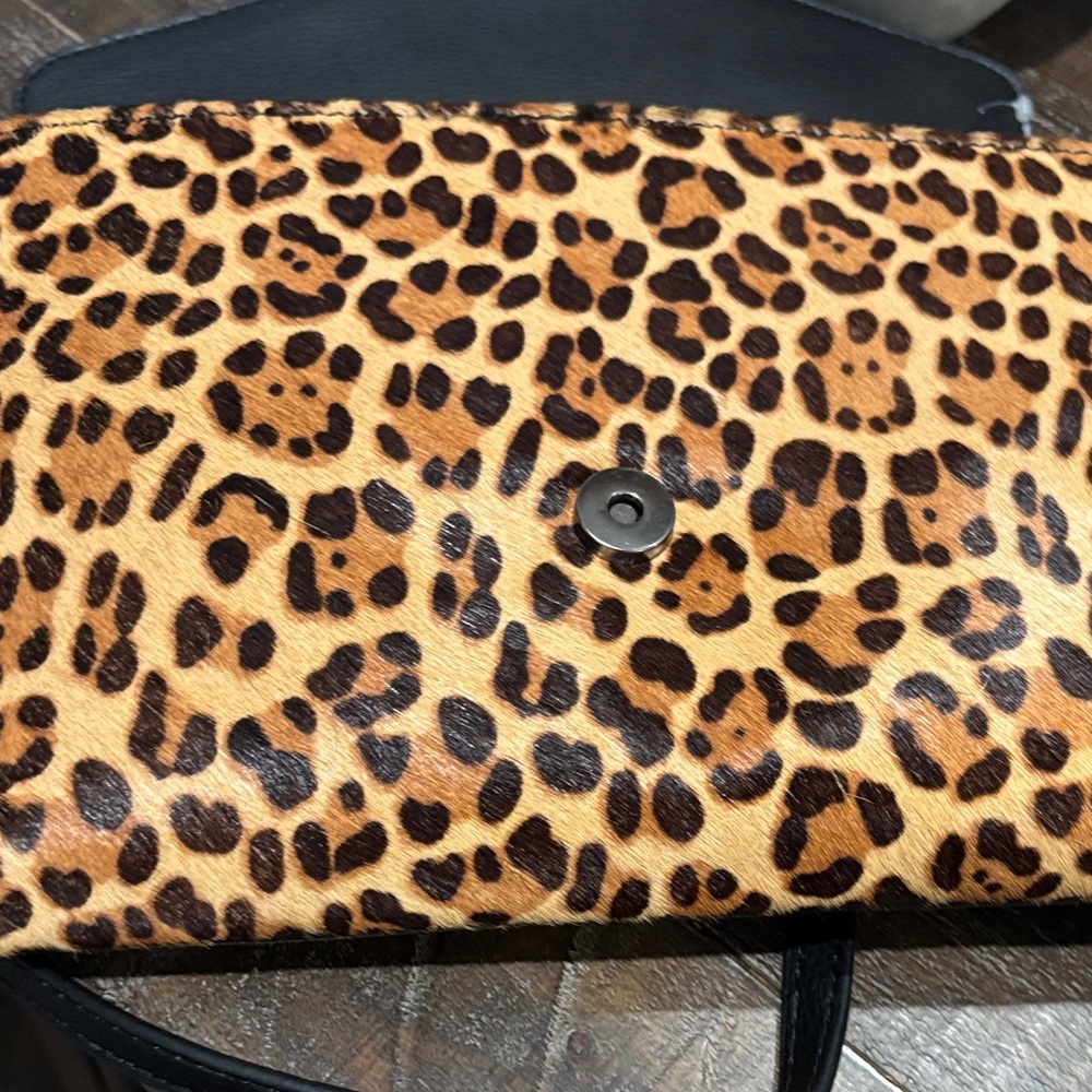 Leopard Print Black Leather Clutch - Picture 7 of 7